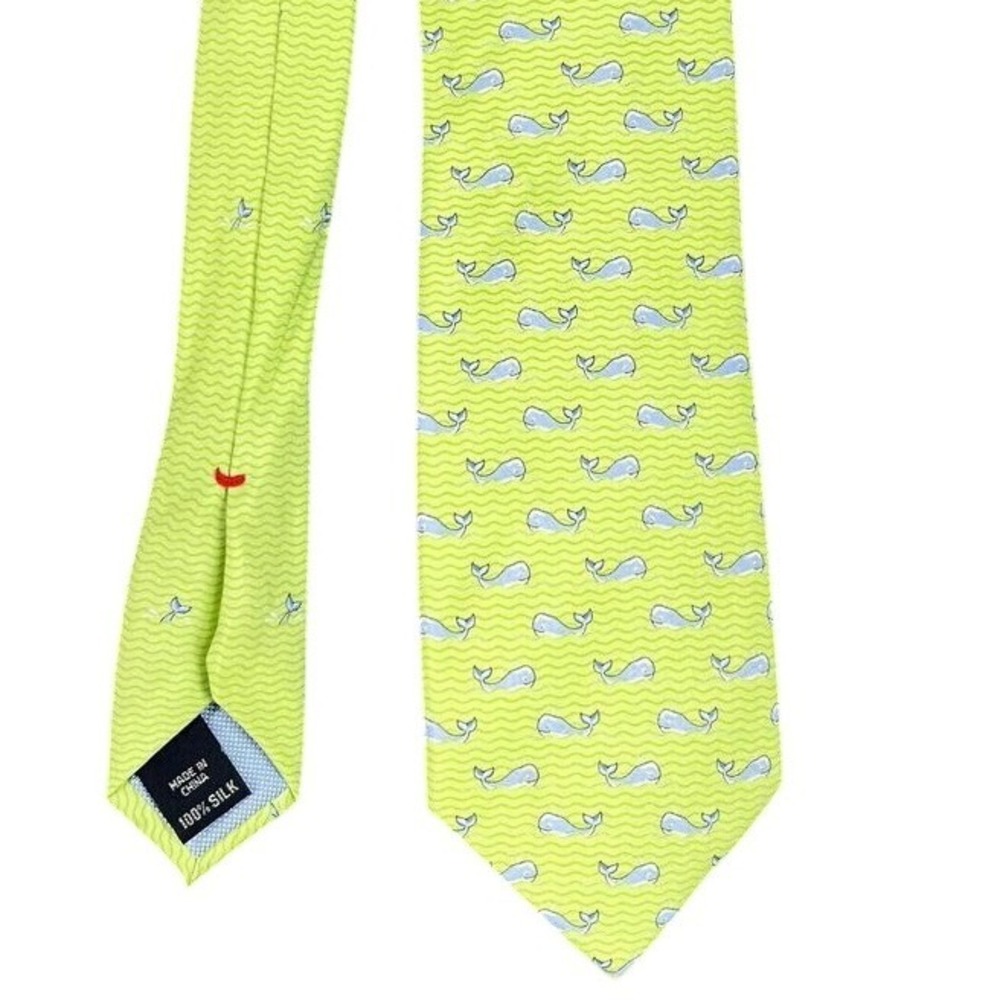 Tommy Hilfiger Tie Mens 57" Yellow Dolphin Wavy Pattern 100% Silk China